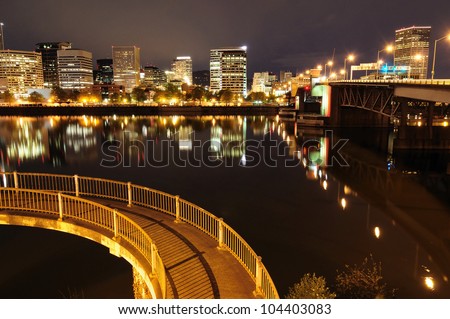 Night view of downtown portland