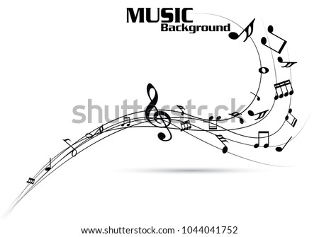 Abstract music notes on line wave background. Black G-clef and music notes isolated vector illustration Can be adapt to Brochure, music notes, Magazine, Poster, Corporate Presentation, music notes bg.