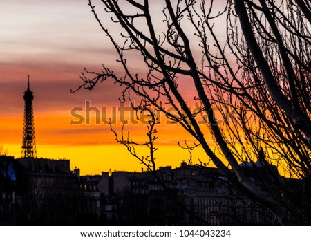 Beautiful sky during sunset in Paris