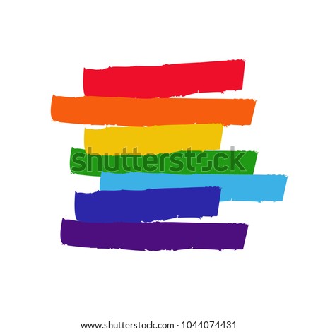 LGBT flag against homosexual discrimination. Vector hand drawn Royalty-Free Stock Photo #1044074431