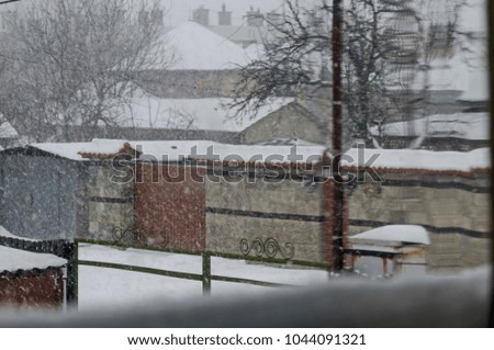 Majestic view of residential district  with heavy snowfall in winter, Zavet, Bulgaria  
