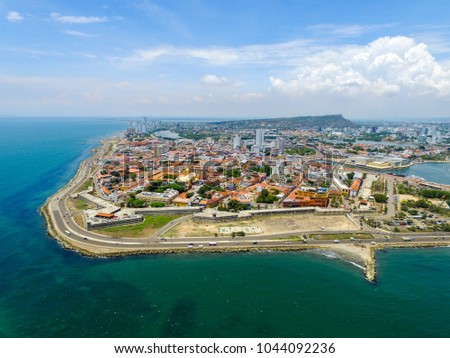 Aerial view of Cartagena de Indias, Colombia Royalty-Free Stock Photo #1044092236