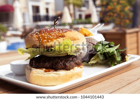 Hamburger on the table