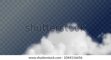 Transparent white cloud in the background. Realistic vector illustration.