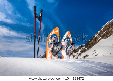 Snowshoes on the mountain top