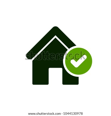 House icon with check sign. House icon and approved, confirm, done, tick, completed symbol. Vector icon