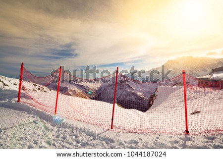 Protective barriers on the snow
