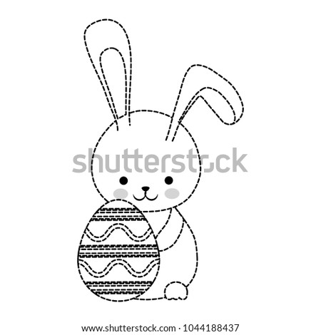 rabbit  with easter egg   vector illustration