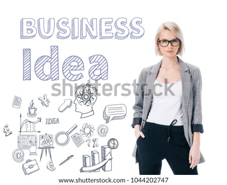 beautiful elegant businesswoman posing in formal wear, isolated on white, business idea concept