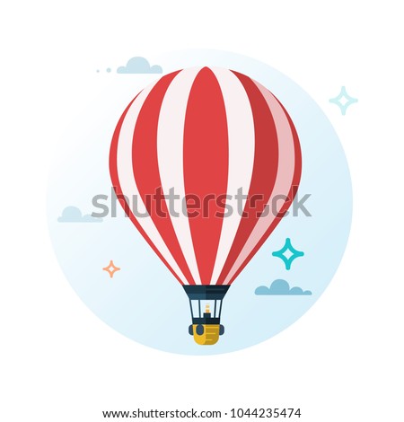 Hot air balloon. Flat cartoon design. Vector illustration.