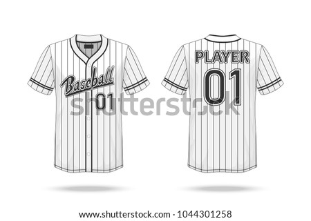 Specification Baseball T Shirt Mockup  isolated on white background , A sample design elements or text number on the shirt , blank for printing , vector illustration