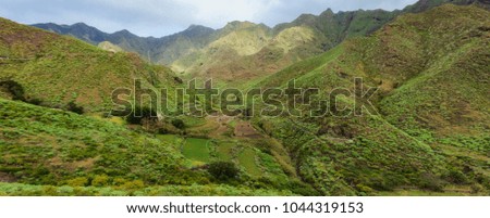 Beautiful mountain landscape on tropical island Tenerife, Canary in Spain. Breathtaking scenery from Anaga mountains.