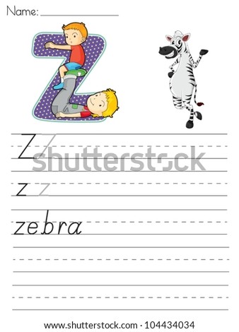 Alphabet worksheet of the letter Z