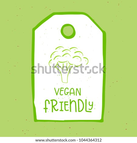 Vector eco badge or tag, bio green logo. Vegan sign for cafe, restaurants, products packaging. Hand drawn leaves, branches, plant elements with lettering. Organic design template.