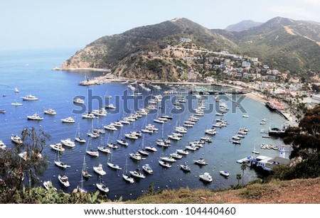 Yachts at Avalon Harbor, Catalina Island Royalty-Free Stock Photo #104440460