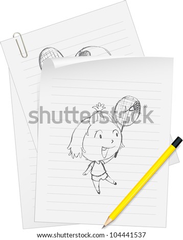 Illustration of a girl drawn on white paper - EPS VECTOR format also available in my portfolio.