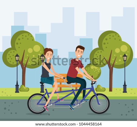 young people with bicycle in the park