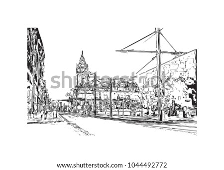 Edinburgh Capital of Scotland, United Kingdom. Hand drawn city sketch illustration in vector.