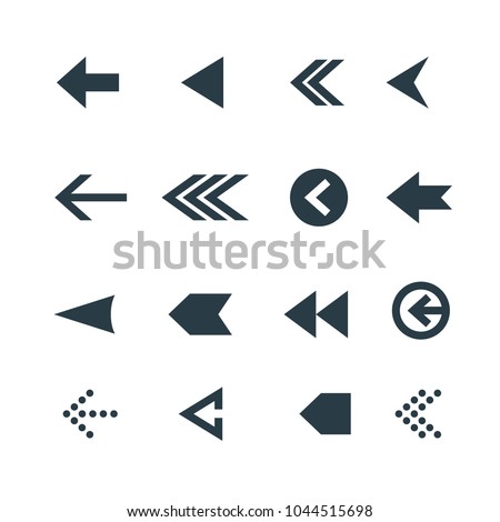 Arrow icon set. Web arrow pictogram design. Internet elements symbols. Navigation previous right and left signs. Royalty-Free Stock Photo #1044515698