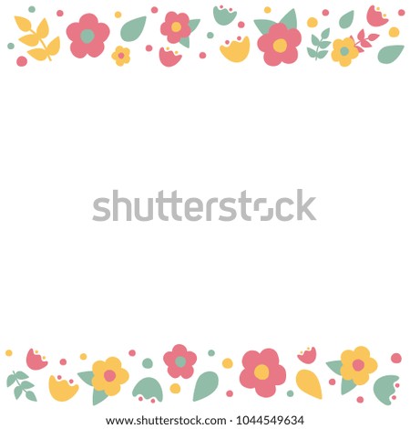 Vector background with flowers. Vector Easter, spring poster background template with beautiful flowers. Template for kids, girl design, cute floral frame. EPS 10.