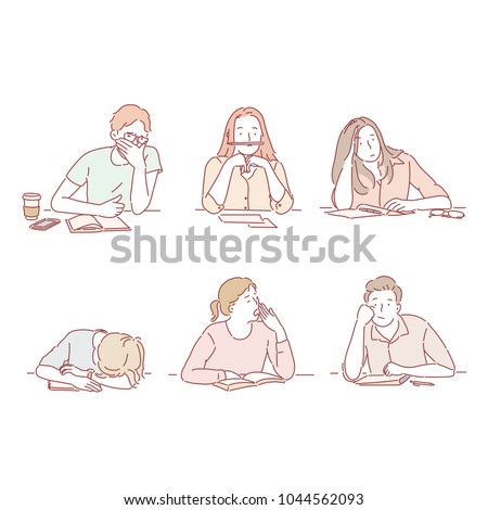A variety of people who are bored. hand drawn style vector doodle design illustrations.
