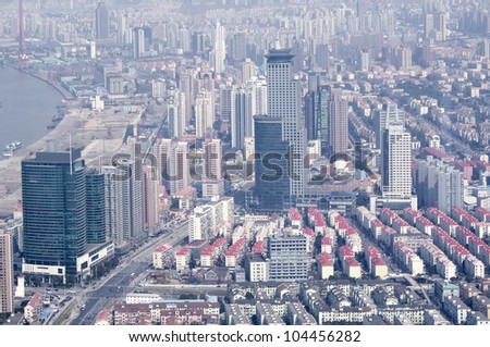 Shanghai skyline overlooking