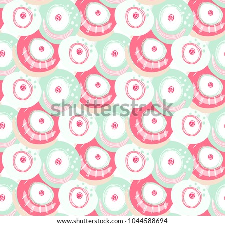 Vector seamless pattern with hand drawn abstract shapes, scribbles. Stains and spots of paint. Creative background. Freehand style. Design with doodle. Wallpaper, textile, wrapping, cover