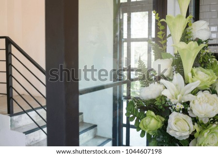 White flower vase decorated on new house, stock photo