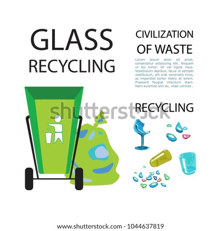 Separation of garbage. Icons of garbage and waste. Isolated elements. Vector illustration

