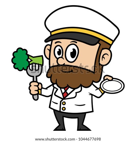 Cartoon Captain Eating Broccoli