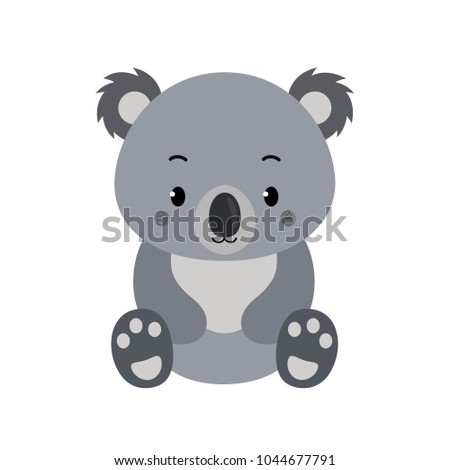 Adorable koala in flat style isolated on white background.