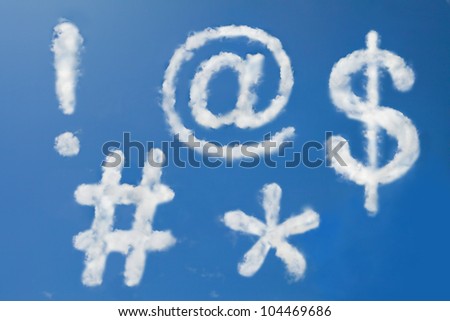 Exclamation mark,At sign,Dollar sign,Number sign and asterisk in clouds form