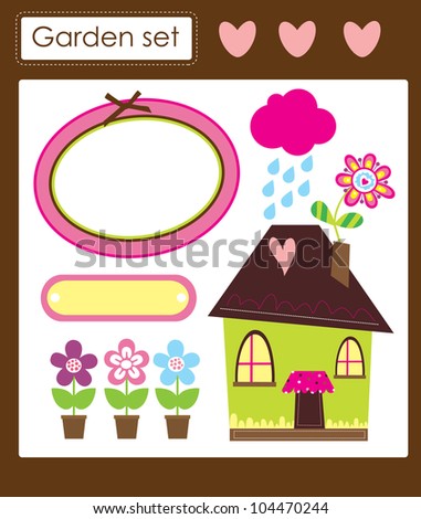 cute garden set. vector illustration