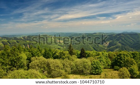 Beautiful landscape in the mountains. Czech Republic - the White Carpathians - Europe. Summer time with sun and sky.