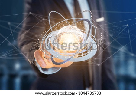 View of a Connected earth globe concept icon on a futuristic interface 