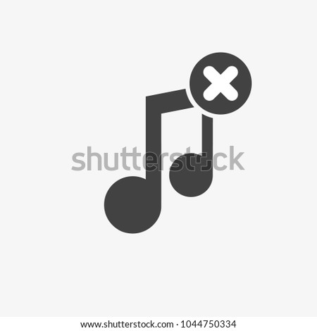 Music icon with cancel sign. Music icon and close, delete, remove concept. Vector icon