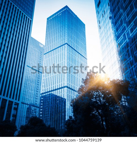 modern buildings in city,blue toned,shanghai,China,Asia.