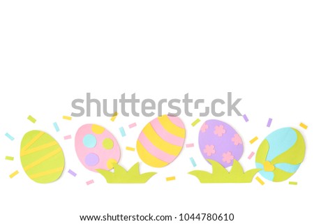 Easter eggs card paper cut on white background - isolated