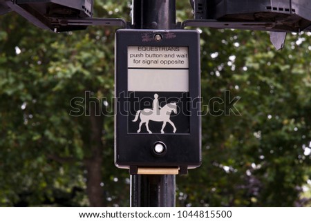 Equestrian traffic light button in London, United Kingdom