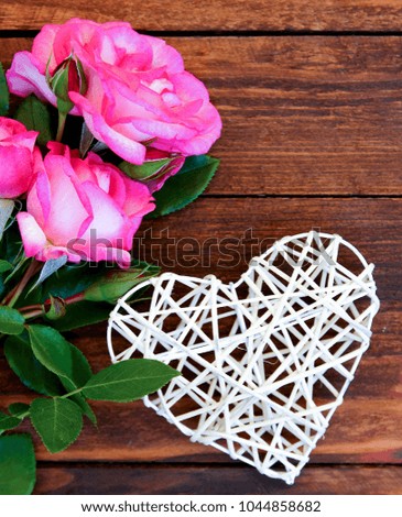 romantic heart with roses for the holiday Valentine's Day