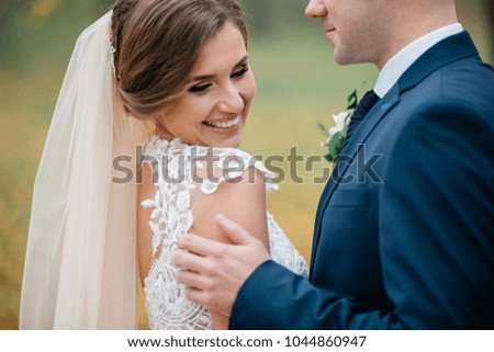 Cute bride couple spend time together after the wedding ceremony