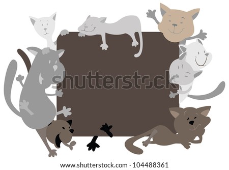 Silhouettes of cats around the frame