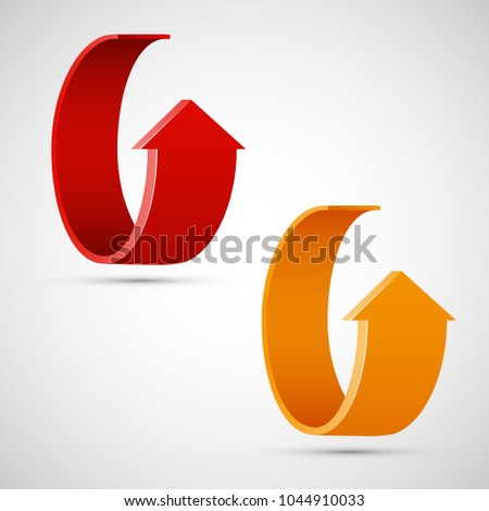 Round arrow banners set. Direct circle shape. 3d Abstract arrow background. Business infographic presentation diagram. Section compare service trend. Paper arrows index. Exact pointer banner
