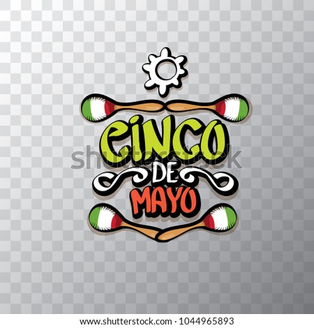 Cinco de Mayo banner with hand drawn calligraphy lettering. Mexican fiests holiday vector background. Cinco de Mayo calligraphic greeting card or icon
