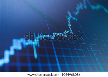 Stock market chart on LCD screen. Stock market and other finance themes. Big data on LED panel. Currency trading theme. Stock market concept and background. Professional market analysis.  Royalty-Free Stock Photo #1044968086