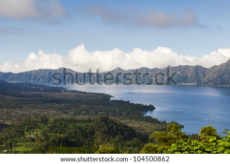 Lake Batur in the crater of the volcano, Indonesia, Bali