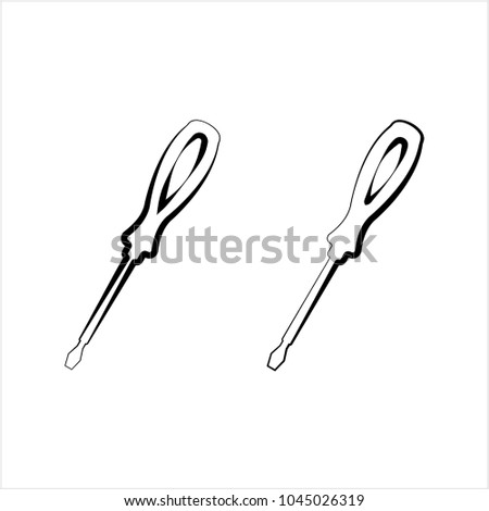 Screwdriver Icon Design, A Tool For Turning (Driving Or Removing) Screws Vector Art Illustration