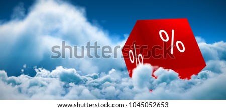 Vector icon of percentage symbol against tranquil scene of overcast against sky