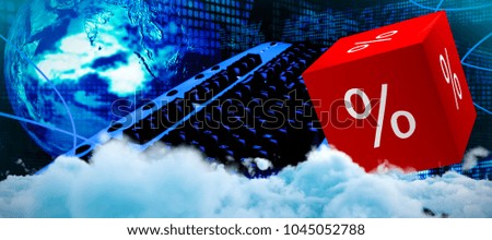 Digitally generated image of fluffy clouds against business and stock exchange