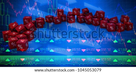 Vector icon of percentage symbol against stocks and shares
